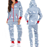 Snowman Print Hooded Homewear Jumpsuit