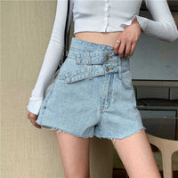 Women's Plus Size Slimming Irregular High Waist Denim Shorts