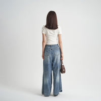 Loose Washed-out Jeans Women's High Waist