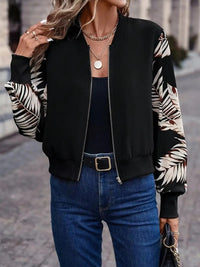 Women's Simple Printed Full-zip Cardigan Coat