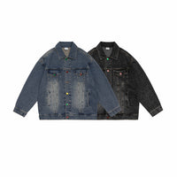 American Retro Hong Kong Style Denim Men's Baggy Casual Jacket