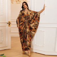 Fashionable Printed Robe-Style Hooded Dress