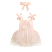 Baby Girl's Love Tulle Jumpsuit Headscarf Two-piece Set