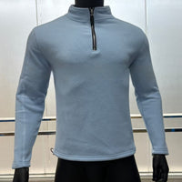 Men's AutumnWinter Stand-Up Collar Half-Zip Fleece Casual Trendy Solid-Color Top