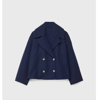 Ins Double-breasted Lapel Blazer Jacket Fashion Loose Woolen Short Coat Elegant Commuting Women's Clothing