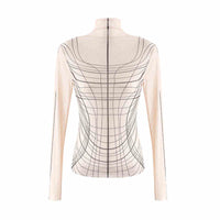 Line Tattoo Clothing Turtleneck Bottoming Shirt Women's High Elastic Long Sleeve T-shirt