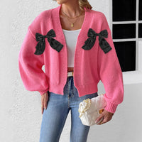 Women's Ribbon Bow Stitching Personality Sweater Coat