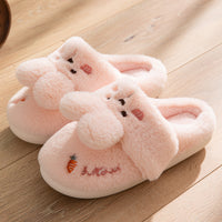 Household Warm Keeping Heel Cover Cartoon Cute Rabbit Plush Slippers For Women