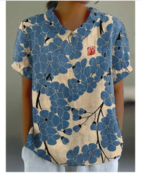 Summer Lapels Short Sleeve Elegant European And American Style Women Top