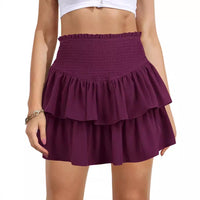 Skirt High Waist Slimming Solid Color Pleated