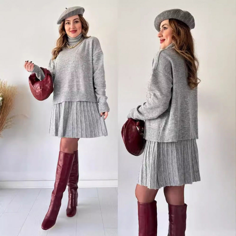 Women's All-matching Sweater Short Skirt Two-piece Suit