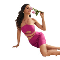 European And American Split Halter Tube Top Back Swimsuit