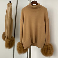 Loose-fitting Turtleneck Pullover Knit Sweater For Women