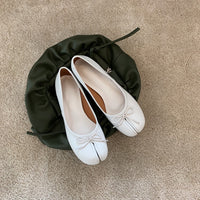 Pig's Hoof Toe Layer Cowhide Single Shoe With Thick Heel And Middle Heel