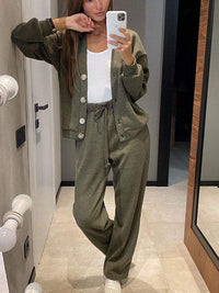 Casual And Comfortable Jacket Cardigan And Sweatpants Set