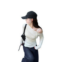 Elegant Slim Fit Slimming Slit Irregular Long Sleeve