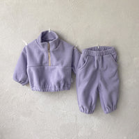 Spring Baby Double-sided Velvet Stand Collar Sports Suit