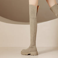 Women With Genuine Leather Frosted Over The Knee Boots