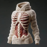 Womens 3D-printed  Loose-fittingCasual Hoodie Sweater