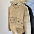 Women's Floral Embroidered Pullover Sweater Loose Lazy Style