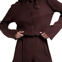 Womens Lace-Up Knitted Cardigan Jumpsuit