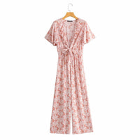 Printed Jumpsuit With Tie On Chest