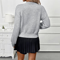 Simple Advanced Three-dimensional Flower Crew Neck Pullover Sweater