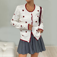 European And American Contrast Color Elegant Senior Cardigan Knitted Coat Women