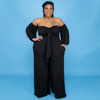Tube Top Solid Color Jumpsuit Wide Leg Pants