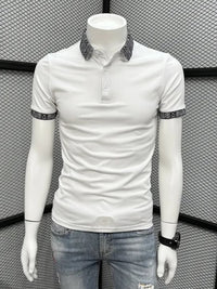 Patterned Collar Slim-fit Fashionable Collared T-shirt