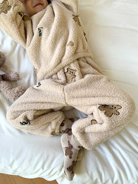 Comfortable Cotton Velvet Cute Cartoon Homewear Suit