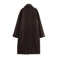 Women's Solid Color Polo Collar Baggy Coat