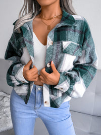 Plaid Lantern Sleeve Wool Coat Jacket