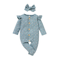 Children's Two-color Pit Stripe Printed Jumpsuit