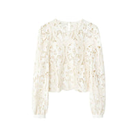 Fashionable Lace Blouse High-end Hollow Top