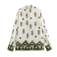 Summer New European And American Style Silk Satin Texture Positioning Printed Shirt Pants