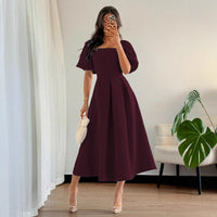 SpringSummer French-style Elegant A-line Maxi Dress