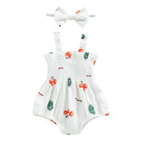 Pleated Jumpsuit Crawling Suit Printed Cartoon Pattern Baby Romper