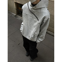 Niche Irregular Design Double Zipper Hooded Sweater