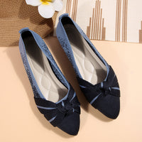Womens Fashionable Slip-on Breathable Flat Shoes With A Bow