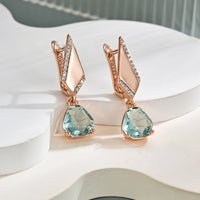 Womens Purple-Gold Plated Statement Earrings With Zircon Inlays