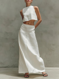 Summer Stylish Slimming Sleeveless Maxi Dress Elegant Two-Piece Set