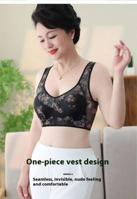 Mesh Floral Print Comfortable Wireless Bra Underwear