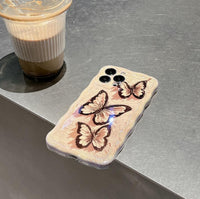 Wave Pattern Blue Light Butterfly Pattern Phone Case