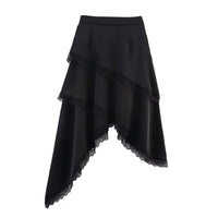 Spring And Summer Solid Color Multi-layer Irregular Lace Edge Tiered Skirt