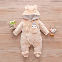 Solid Color Cartoon Baby One-piece Thick Cotton Velvet Suit