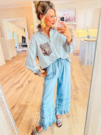 Women's Fashionable Casual All-Match Long-Sleeve Leopard-Print Patchwork Top