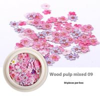 Nail Art Wood Pulp Slice Flower Mixed Nail Sticker DIY Accessories