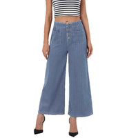 Womens Stretch High-Waist Elegant Slimming Wide-Leg Pants