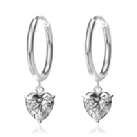Stainless Steel Heart-Shaped Zircon Earrings Fashionable For Women
